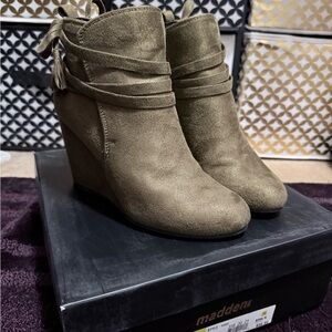 Madden Women's Olive Suede Ankle Booties